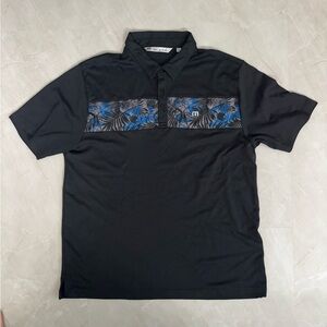 Travis Mathew Polo Shirt XL – Black w/ Tropical Chest Stripe